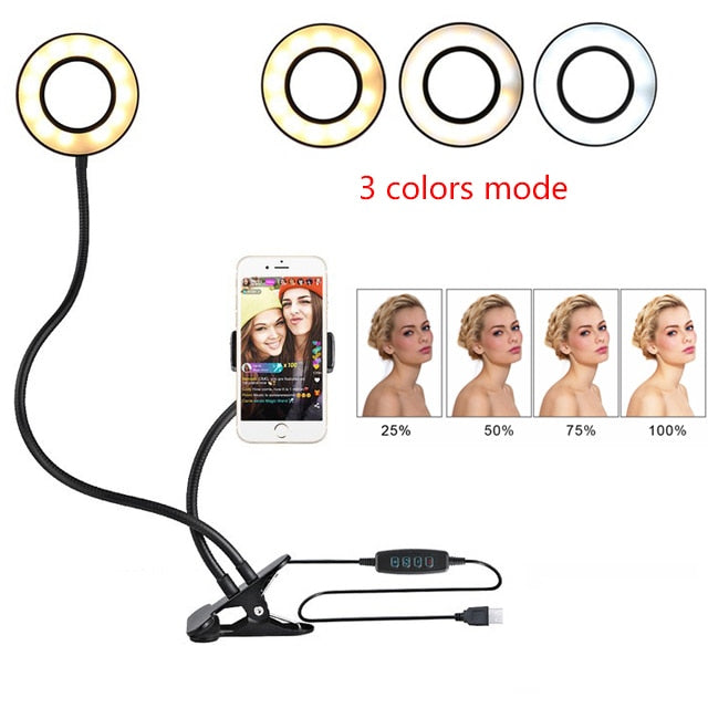 Spawn Adjustable Ring Light with 3 color modes and phone holder