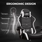 Gaming Chair High Back Computer Chairs for Adults, Ergonomic Height Adjustable Recliner Chair 300Lbs with Linkage Armrest and Lumbar Support for Home Office, White