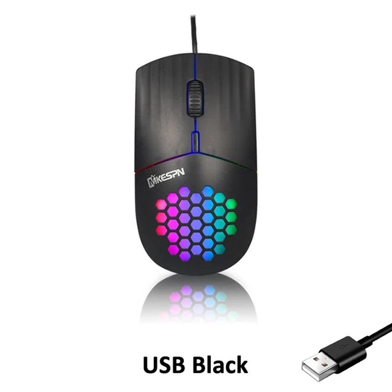 Wired RGB Backlit Honeycomb Shell Gaming Mouse