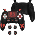 Gothic Imp Series Cute Silicone Case for Ps5 Controller with 4 Thumb Grips and 6 Stickers, Anti-Slip Silicone Skin Cover, Compatible with Ps5 Charging Station, Black