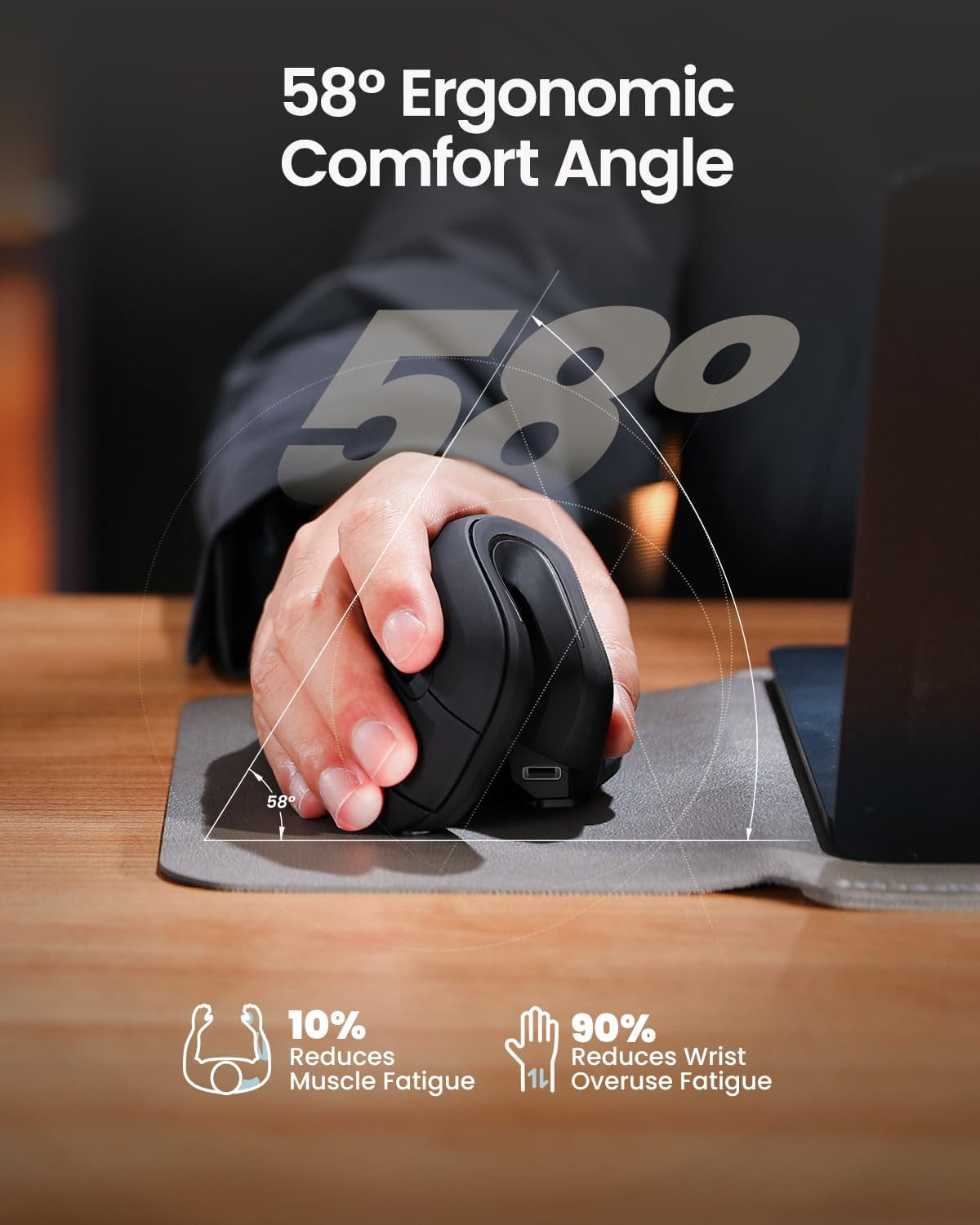 EM11 Ergonomic Vertical Wireless Mouse