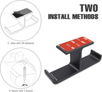 Dual Headphone Hanger Stand for under Desk, Aluminum Adhesive Headset Hook Mount with Screw Option, Space-Saving PC Gaming Accessories for All Headphones, Black