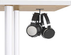 Dual Headphone Hanger Stand for under Desk, Aluminum Adhesive Headset Hook Mount with Screw Option, Space-Saving PC Gaming Accessories for All Headphones, Black