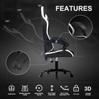 Gaming Chair High Back Computer Chairs for Adults, Ergonomic Height Adjustable Recliner Chair 300Lbs with Linkage Armrest and Lumbar Support for Home Office, White