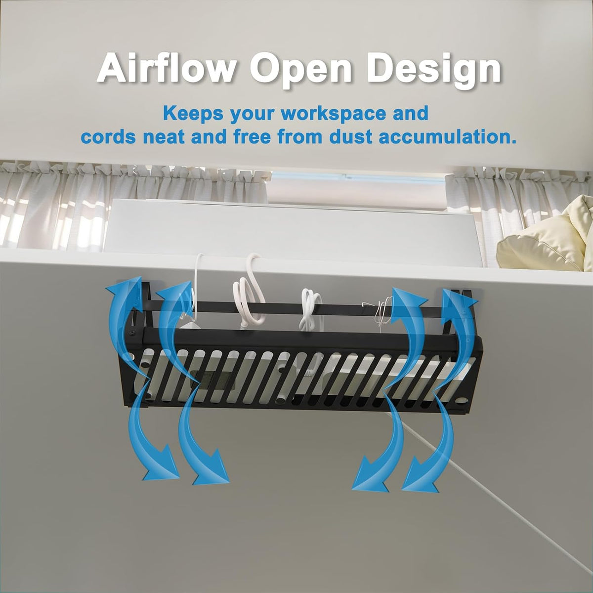 under Desk Cable Management Tray, 17 in Metal Cable Tray Basket